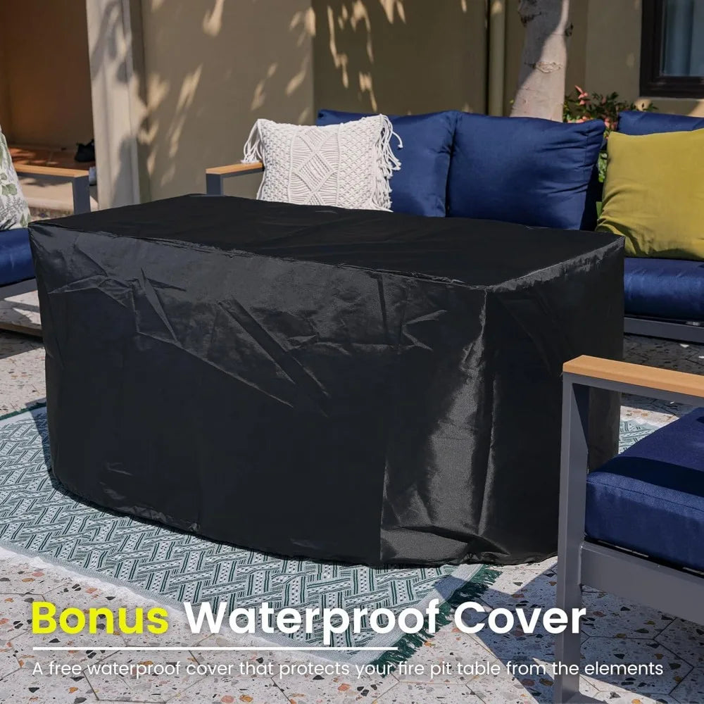 52 Inch Outdoor Fire Pit Table 50000 BTU Propane Wicker Patio Heater