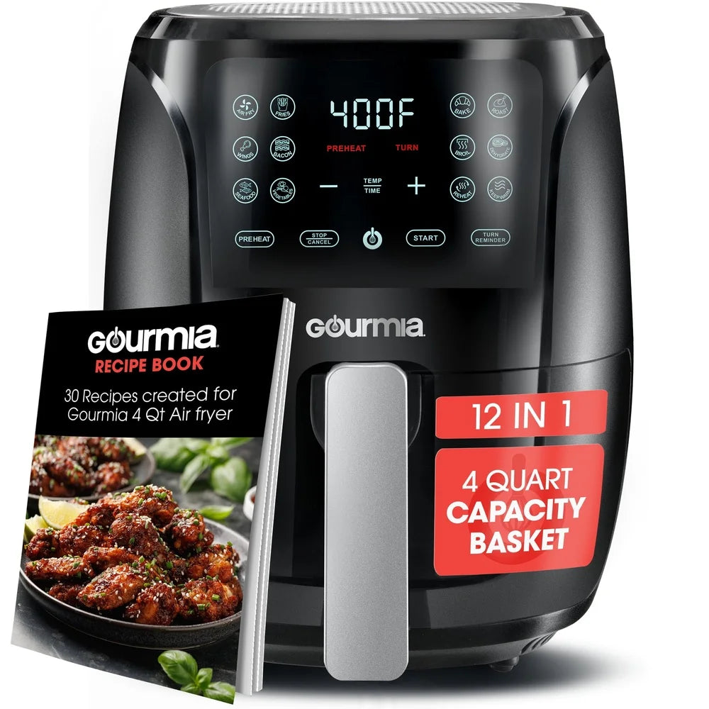 Ljustra 4 Qt Digital Air Fryer Guided Cooking Nonstick Basket 12 Functions