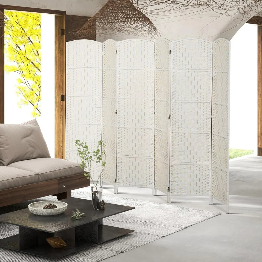 Room Divider 6 Panel Folding Privacy Screen Wicker Weave 6FT Tall