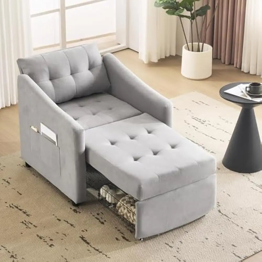 3-in-1 Convertible Sleeper Sofa Chair Bed with Storage Drawer Pillow