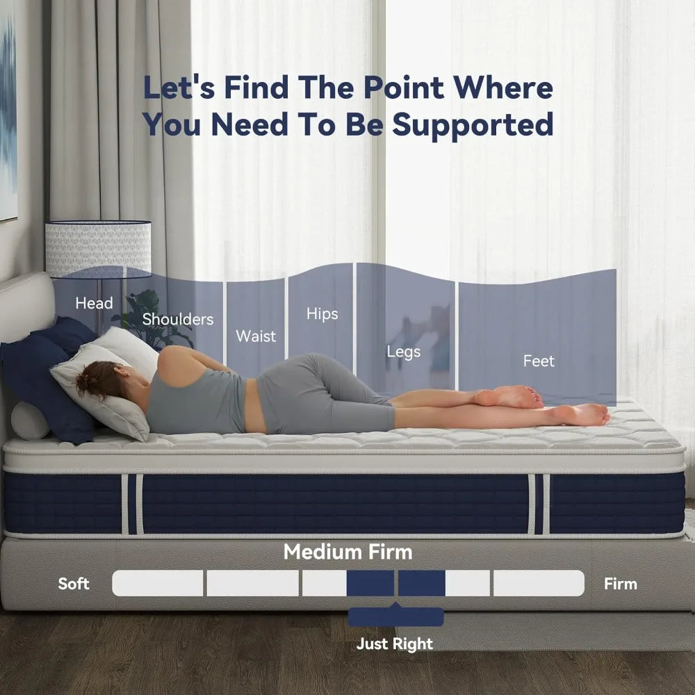 Ljustra 12 Inch Queen Hybrid Mattress Cooling Gel Memory Foam Pocket Spring