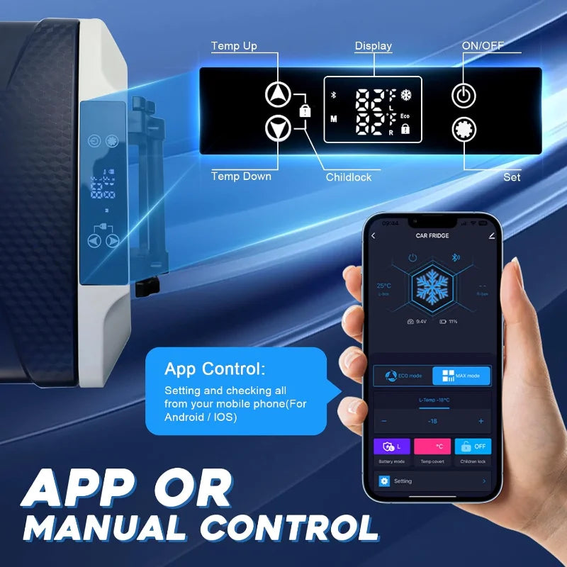 12 Volt Car Refrigerator 37 Quart Portable Freezer WIFI APP Control