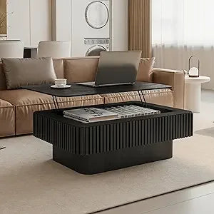 Modern Lift Top Coffee Table with Hidden Storage Oval Design 47.2"