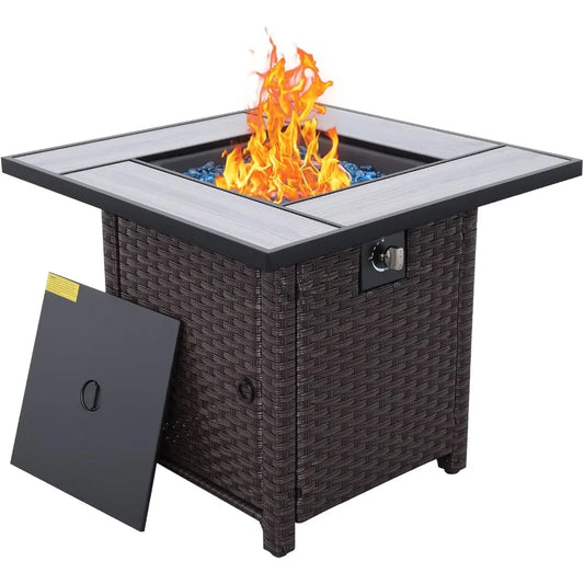 Propane Fire Pit 30 Inch Outdoor Gas Fire Table with Fire Glass Cover