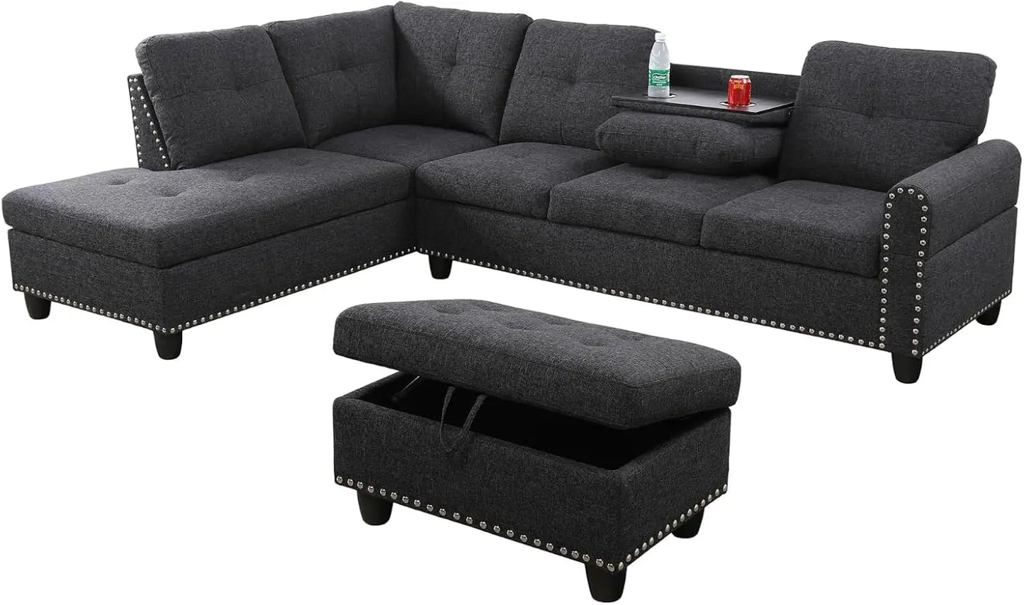 Ljustra Modular Sectional Sofa Set with Storage Ottoman and Pillows