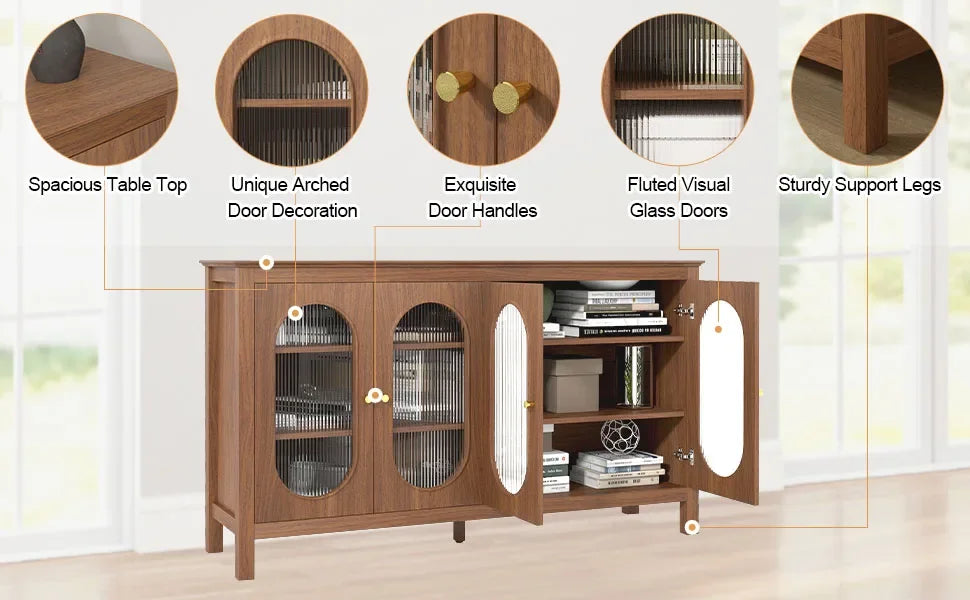 Ljustra Sideboard with Acrylic Doors Coffee Bar Cabinet for Living Room