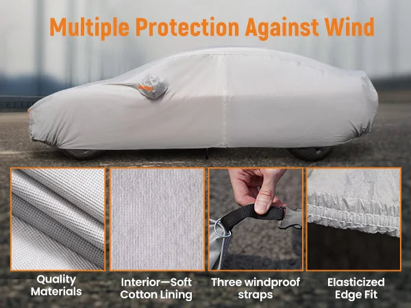 White Full Car Cover Waterproof Dustproof Outdoor Indoor Sedan Accessories