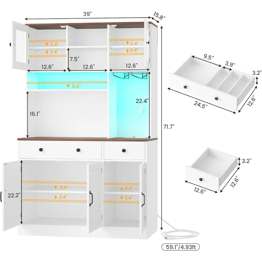 Buffet Cabinet Storage Charging Station Farmhouse Sideboard 72"