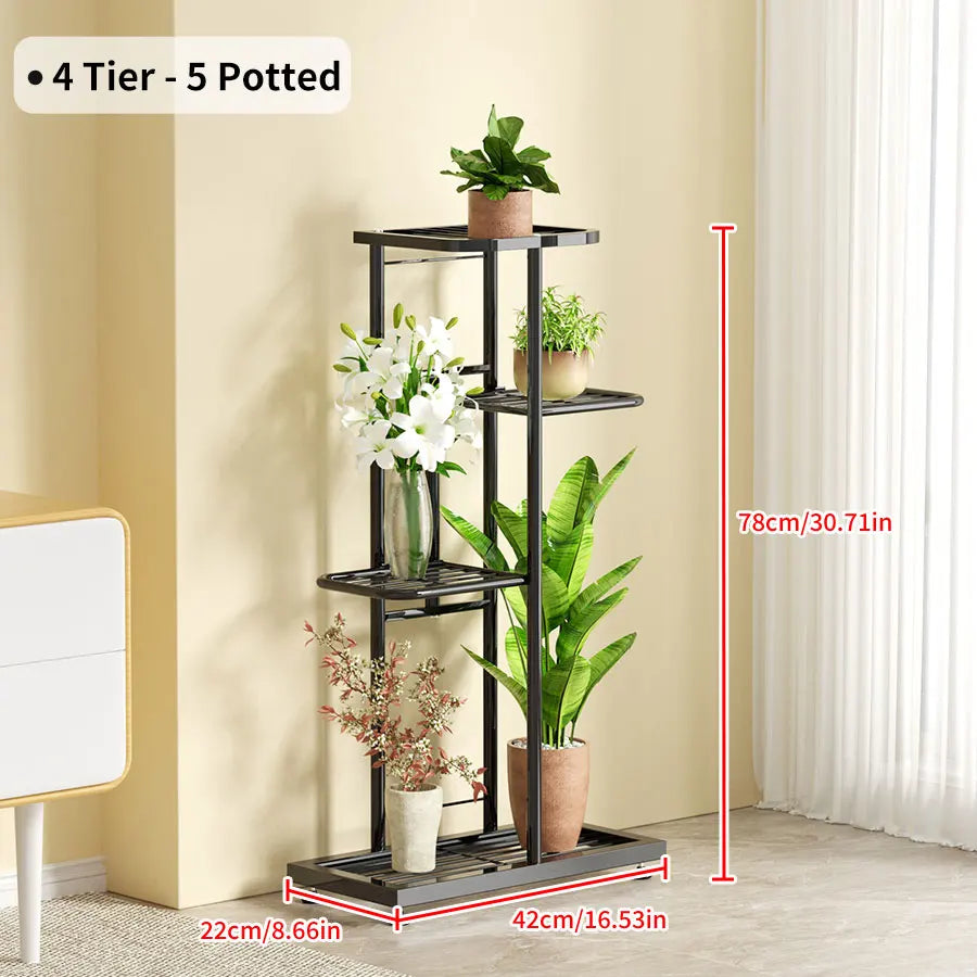 Ljustra Plant Shelves Iron Potted Flower Stand Indoor Outdoor Organizer