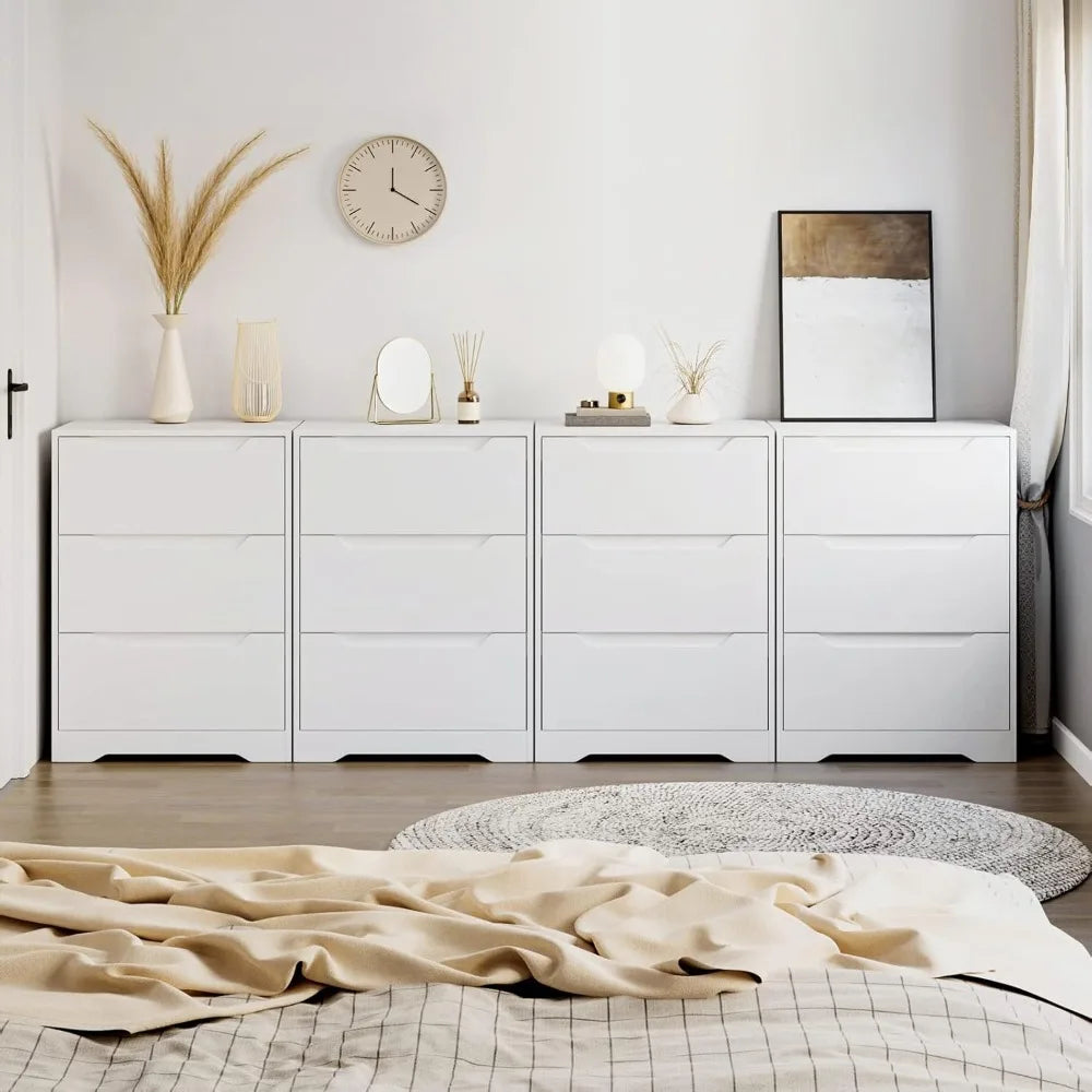 Modern Wood 3-Drawer Dresser Tall Nightstand Storage Chest Accent Furniture