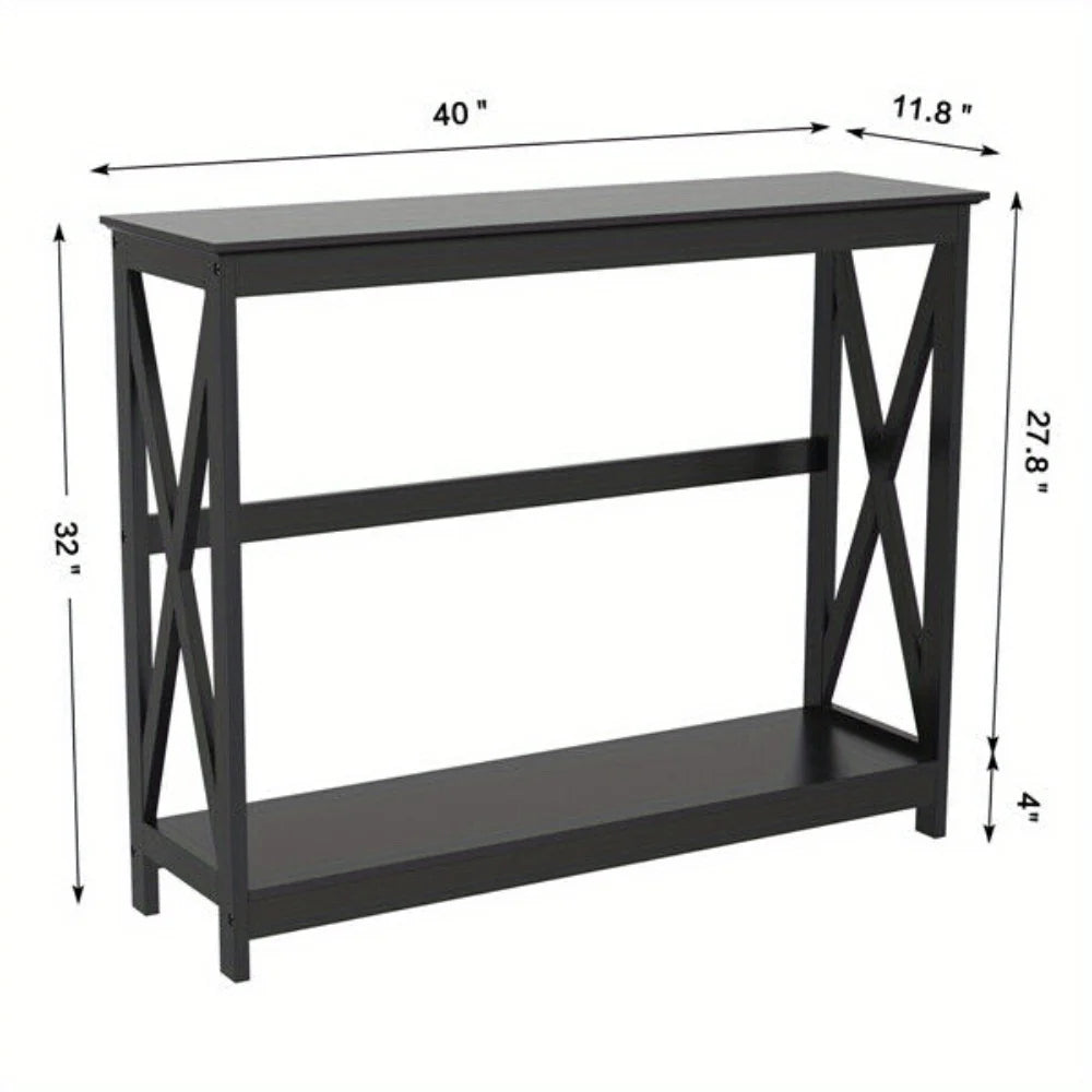 Console Table 2 Tier Behind Sofa Entryway Accent Table for Living Room