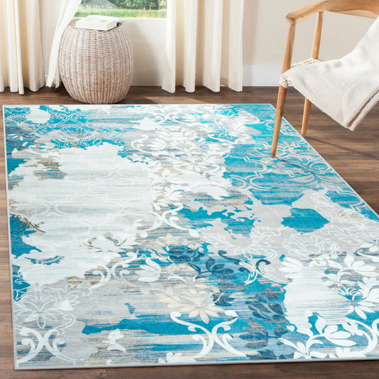 Contemporary Abstract Traditional Floral Faux Wool Area Rug Soft Carpet