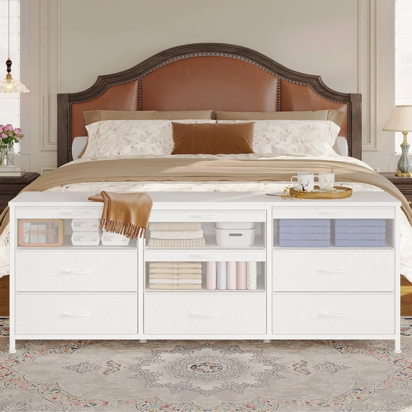 63 Inch Dresser Storage Organizer 9 Drawers Wide TV Stand Furniture