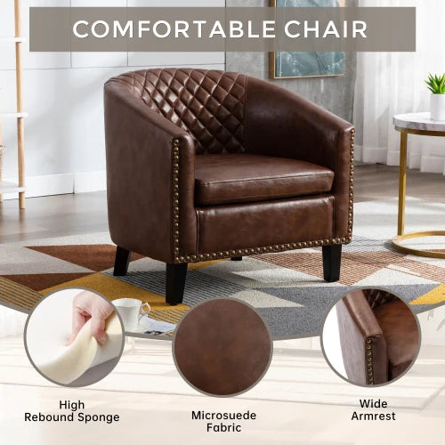 Barrel Accent Chairs Soft Padded Armrests Solid Wood Legs Living Room