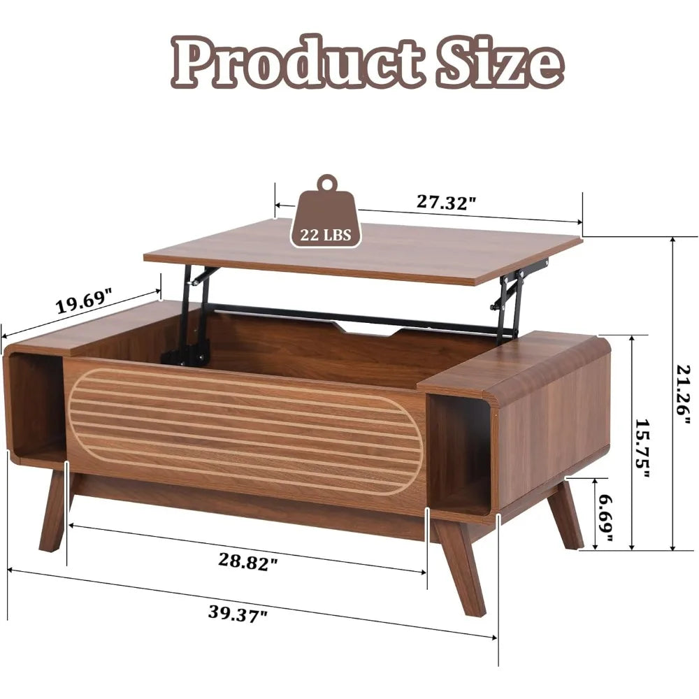 Small Lift Top Coffee Table with Hidden Compartment Modern Storage