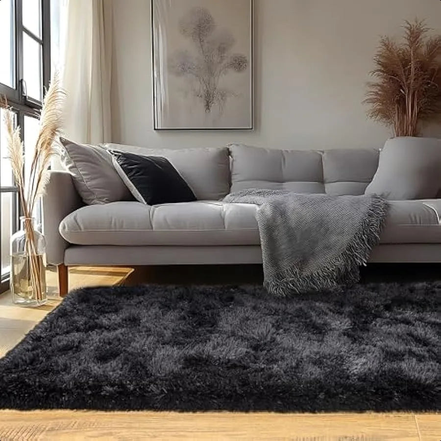 Black Runner Rug for Bedroom Hallways 2x6 Soft Non Slip Shag Carpet