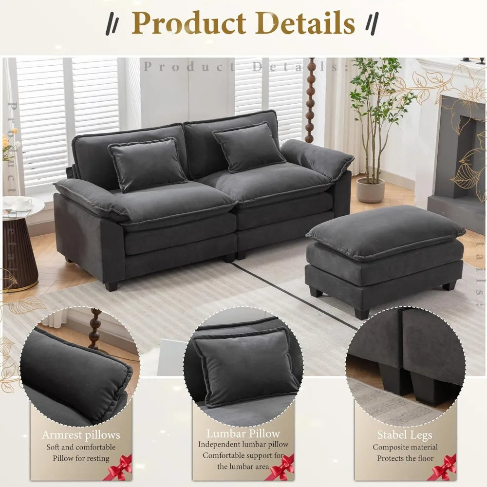 Ljustra Modular Sectional Sofa Comfy Cloud Couch Velvet Sleeper