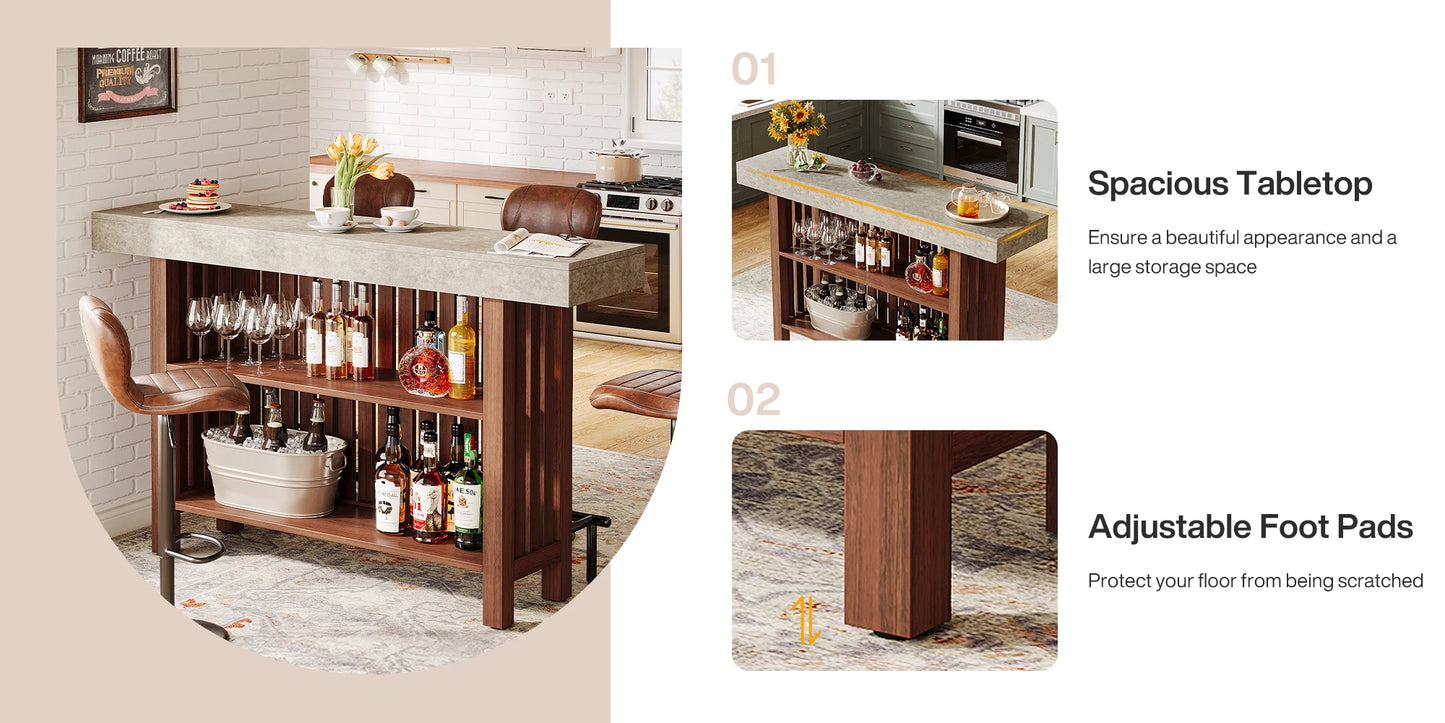 Ljustra 63 Inch Large Home Bar Unit Modern Coffee Bar Cabinet with Footrest