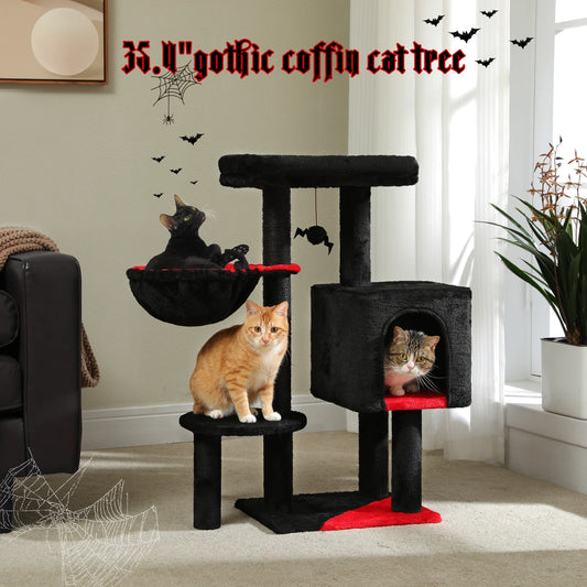 Stable Cat Tree Tower with Scratching Post Hammock Condo for Cats