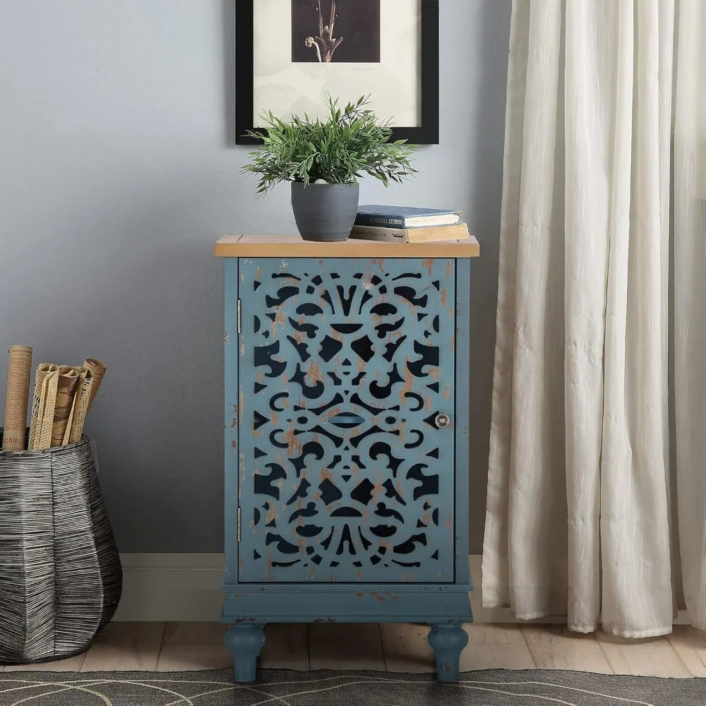 Ljustra Sophia William Small Accent Cabinet Distressed Nightstand Storage
