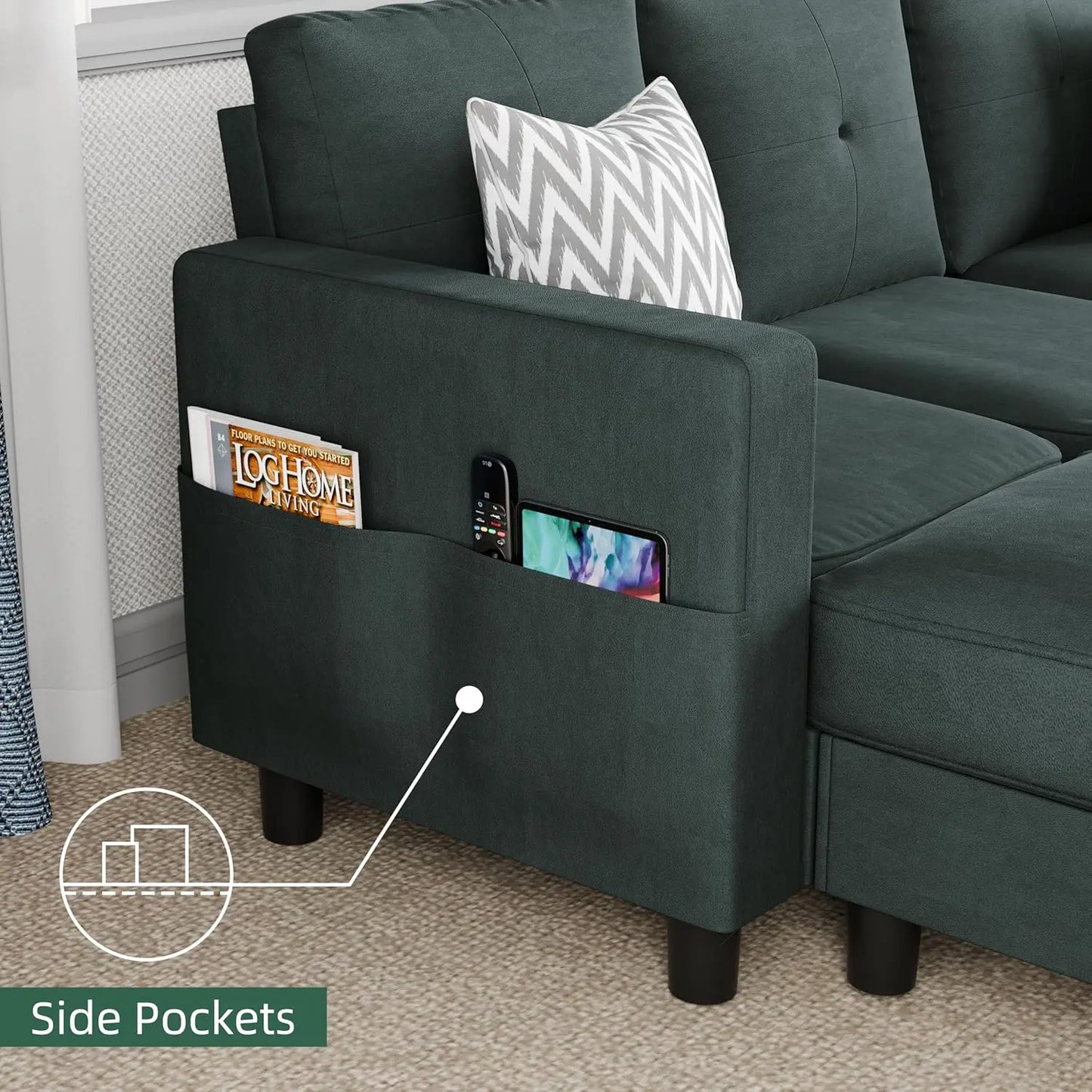 Ljustra Sectional Sofa with Storage L Shaped Couch for Small Spaces