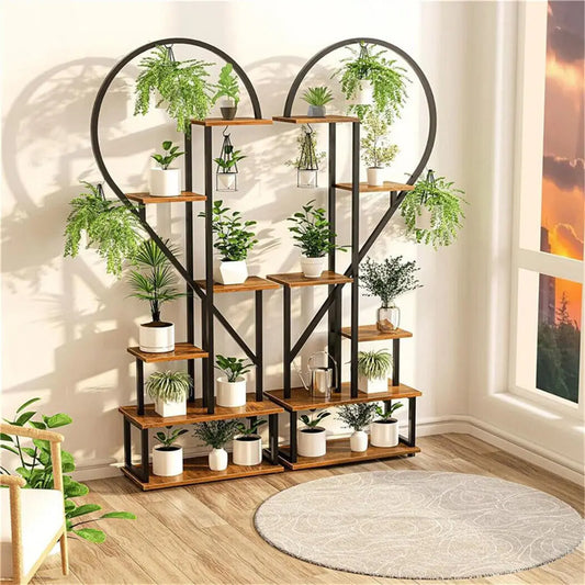 6 Tier Heart Shaped Plant Stand Storage Rack for Garden Living Room