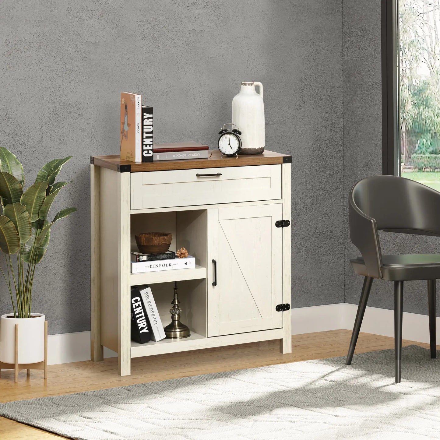 Cottage Inspired Storage Hutch Cupboard Adjustable Shelves Open Cabinet