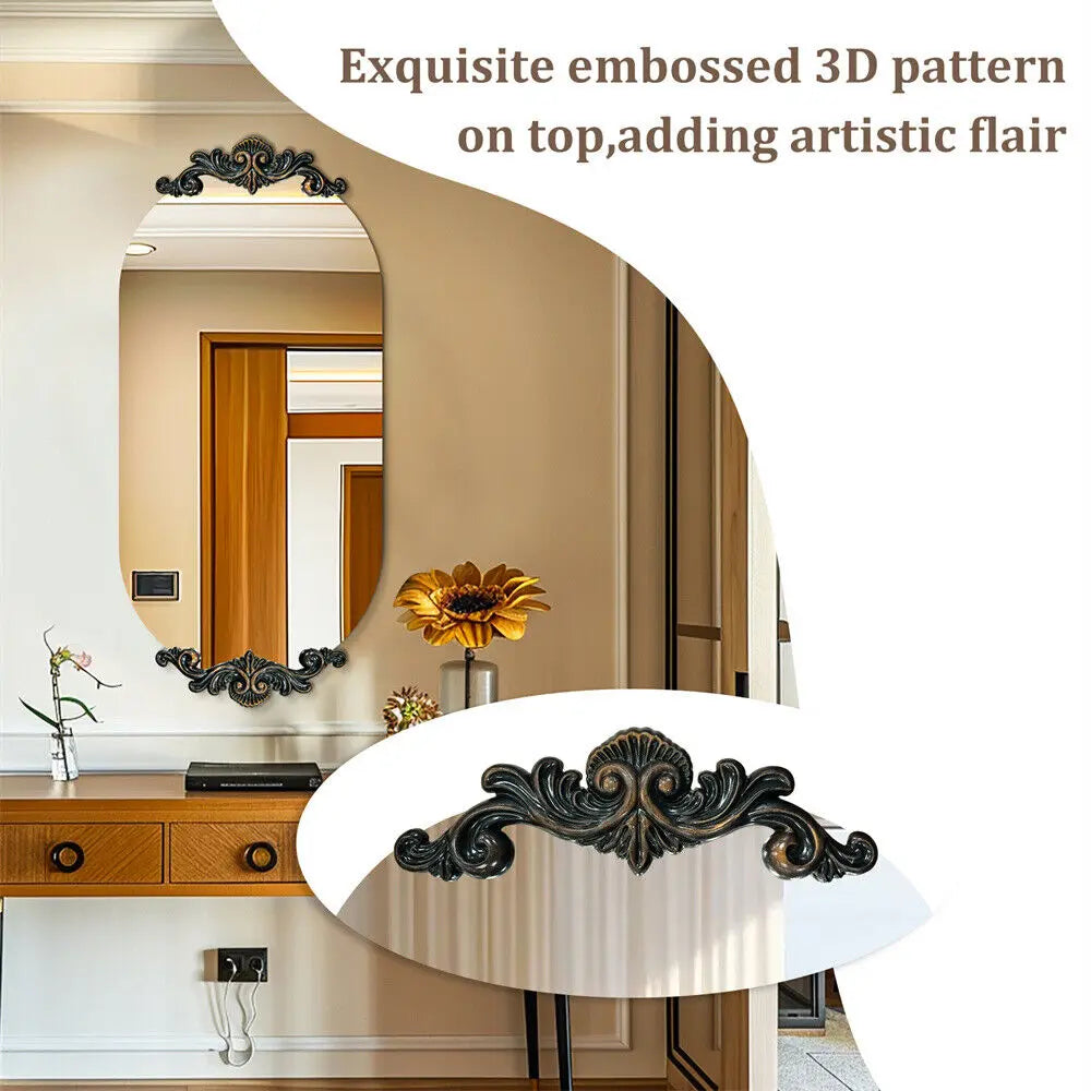 Antique Rustic Oval Wall Mirror for Entryway Bathroom Hallway Decor