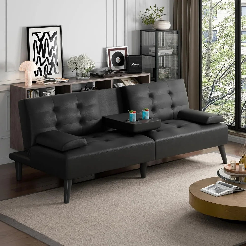 Ljustra Sofa Bed Multifunctional Lounge Chair with Cup Holder and Adjustable Armrests