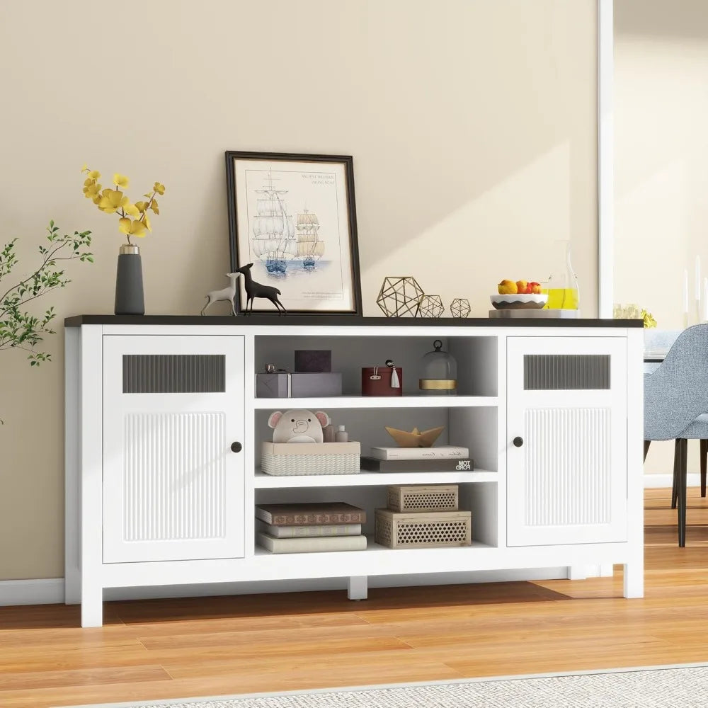 Modern 63 Inch TV Stand with Storage for Living Room Entertainment Center