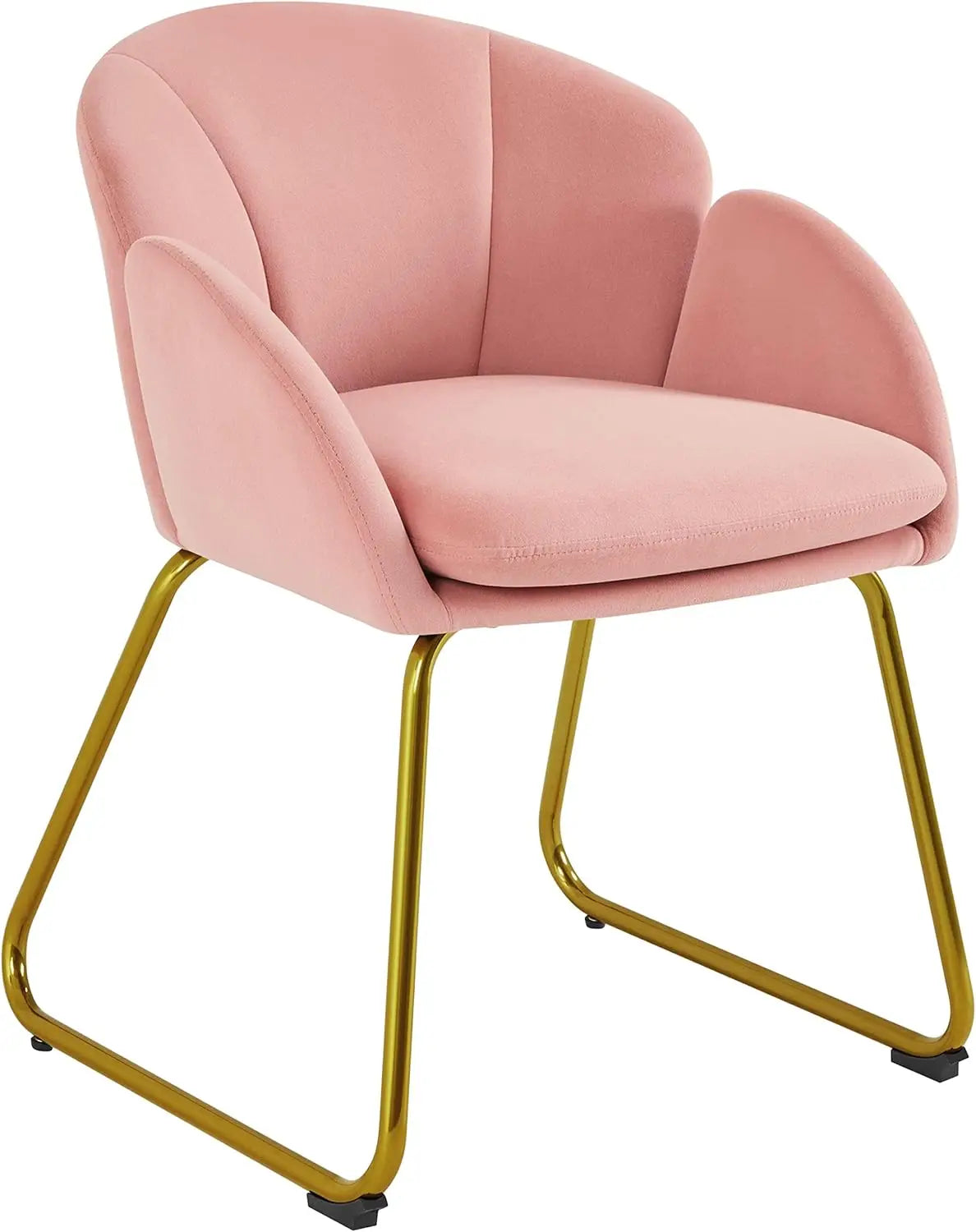Modern Flower Velvet Vanity Chair with Golden Metal Legs for Home
