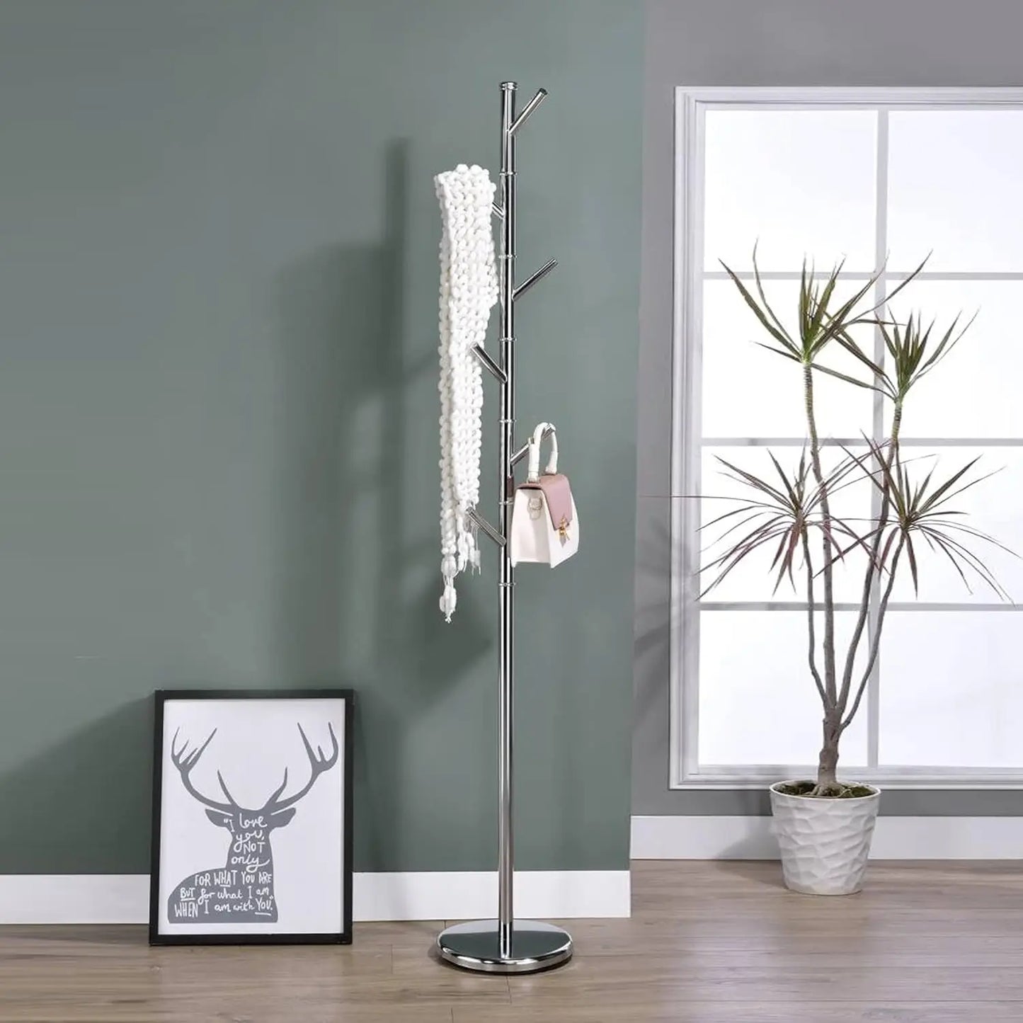 Ljustra Metal Freestanding Coat Rack Hall Tree for Hats Coats Entryway