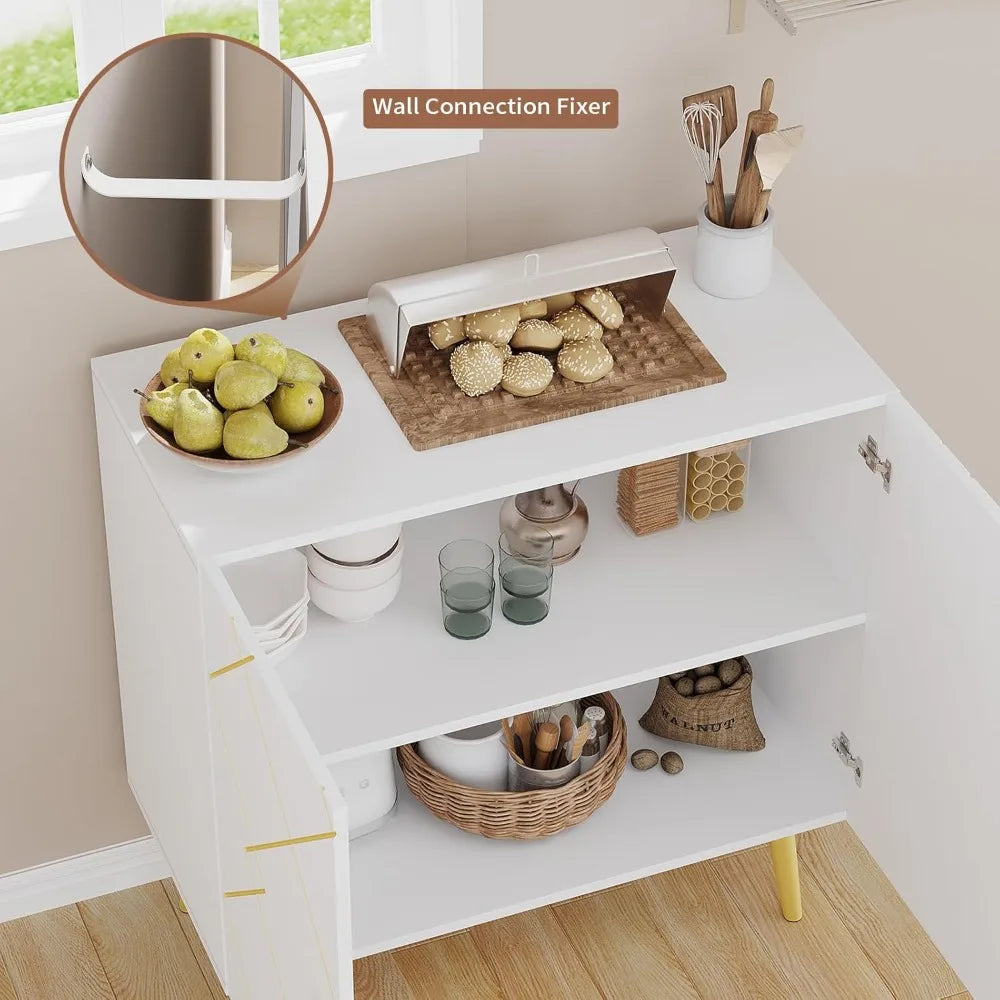 Modern Sideboard Buffet Cabinet 2 Doors Storage for Living Room Kitchen