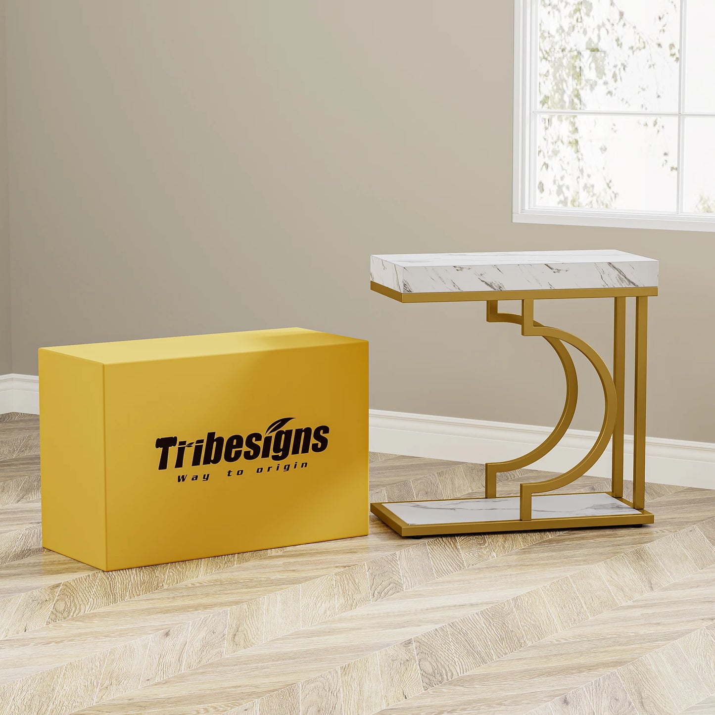 Ljustra C Shaped End Table Modern Side Table for Living Room Bedside