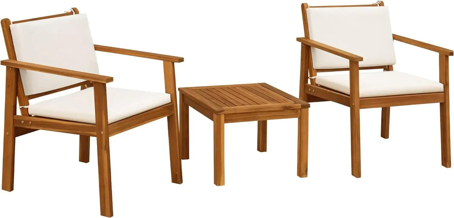Ljustra Acacia Wood Patio Chairs 3 Piece Outdoor Furniture Set with Table