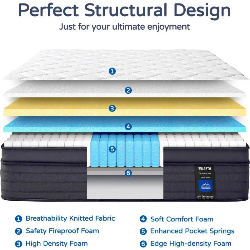 Ljustra King Size 12 Inch Memory Foam Hybrid Mattress Motion Isolation
