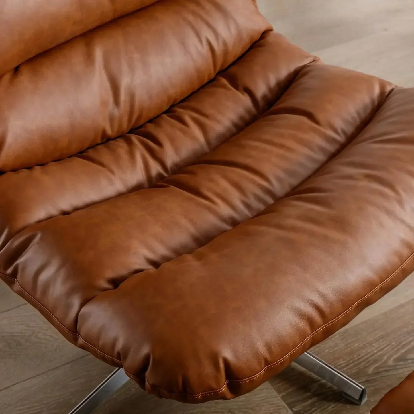 Swivel Accent Chair with Ottoman Mid Century Modern Lounge Chair Brown