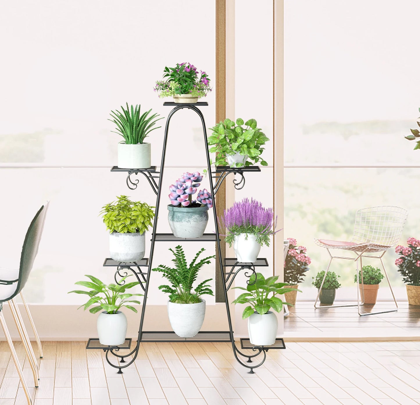 9 Tier Metal Plant Stand Indoor Outdoor Flower Shelf Display Rack