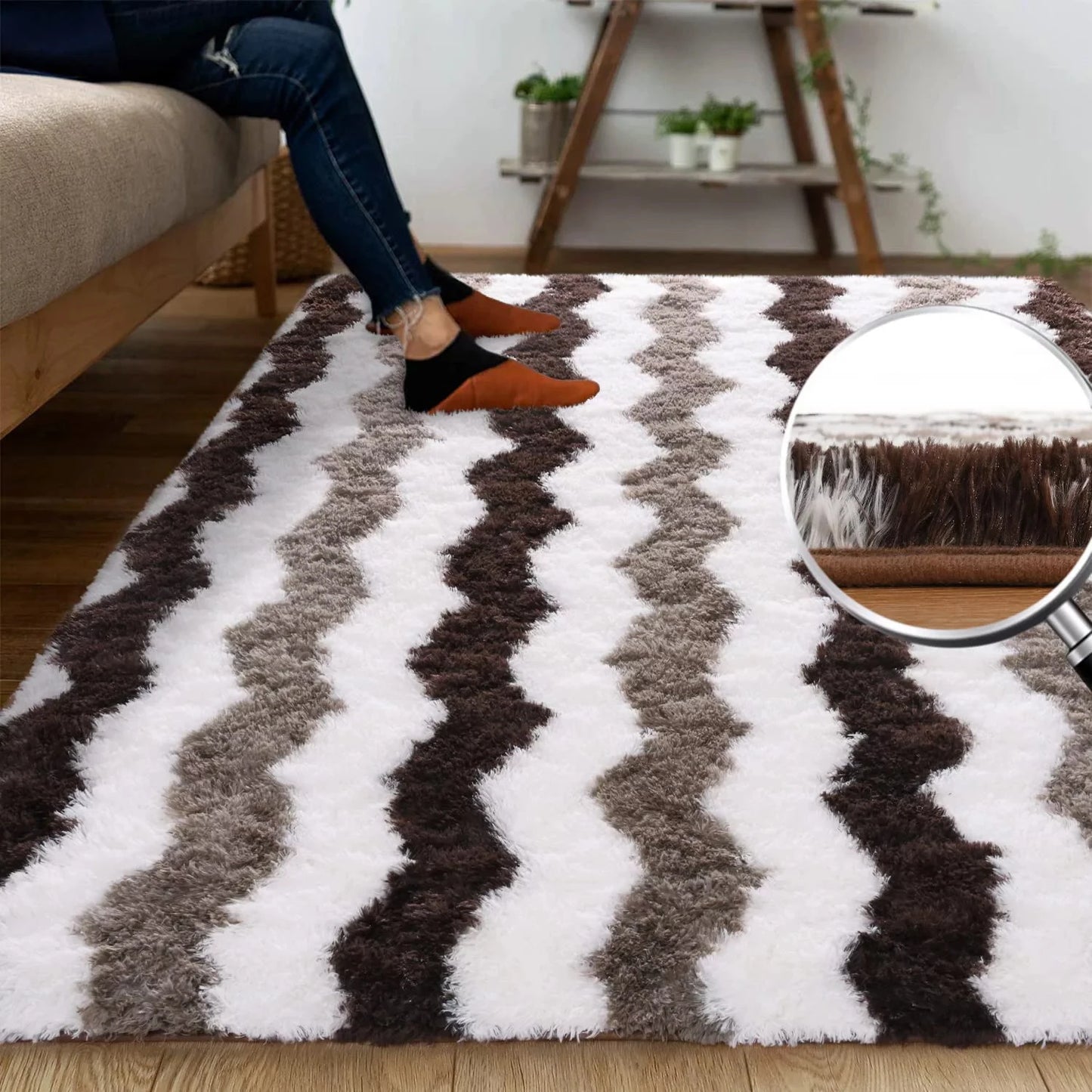 Soft Shaggy Plush Area Rug for Living Room Bedroom Modern Home Decor 5x8ft