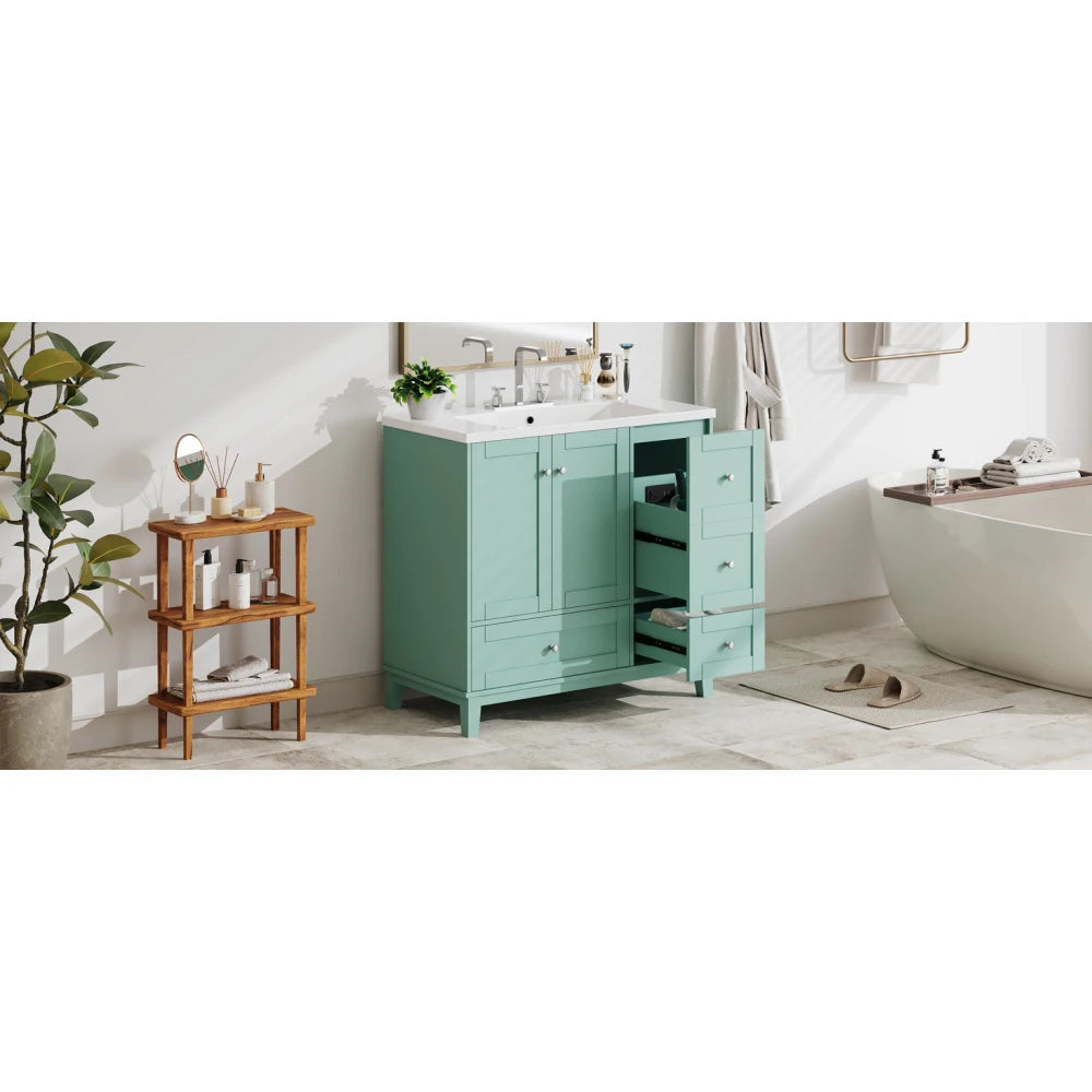 36 Inch Modern Bathroom Vanity with USB Charging and Ample Storage