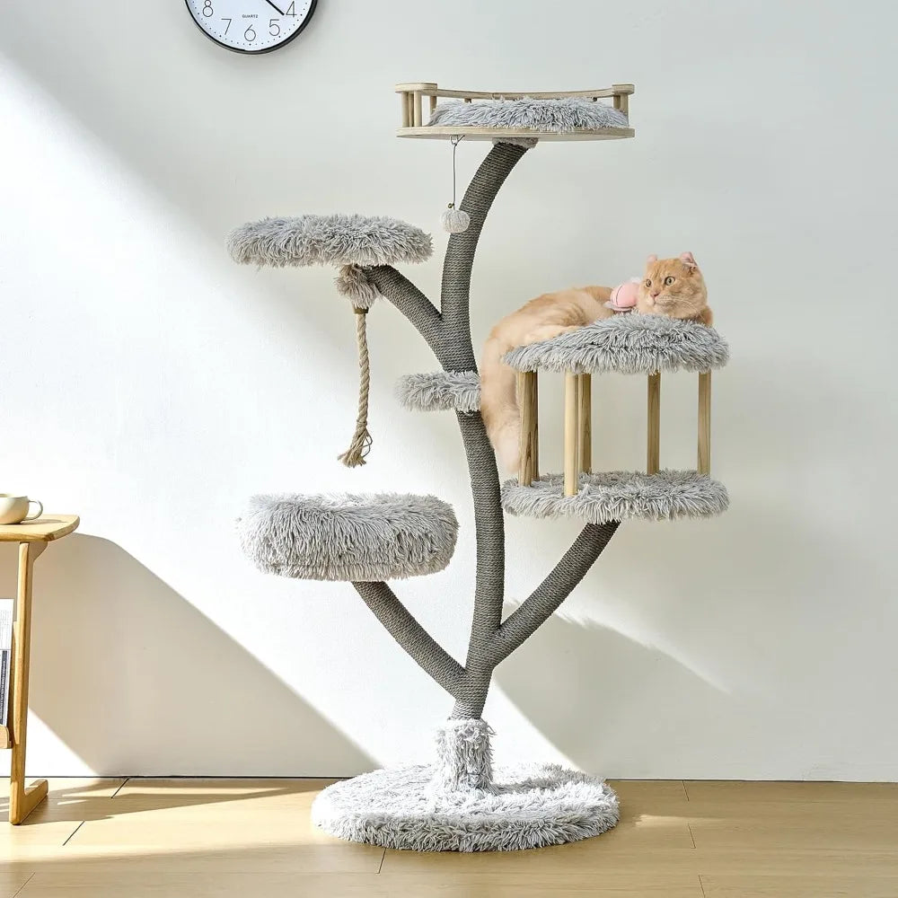 KAMABOKO 60.2" Tall Cat Tree Luxury Condo for Large Cats Scratching Post