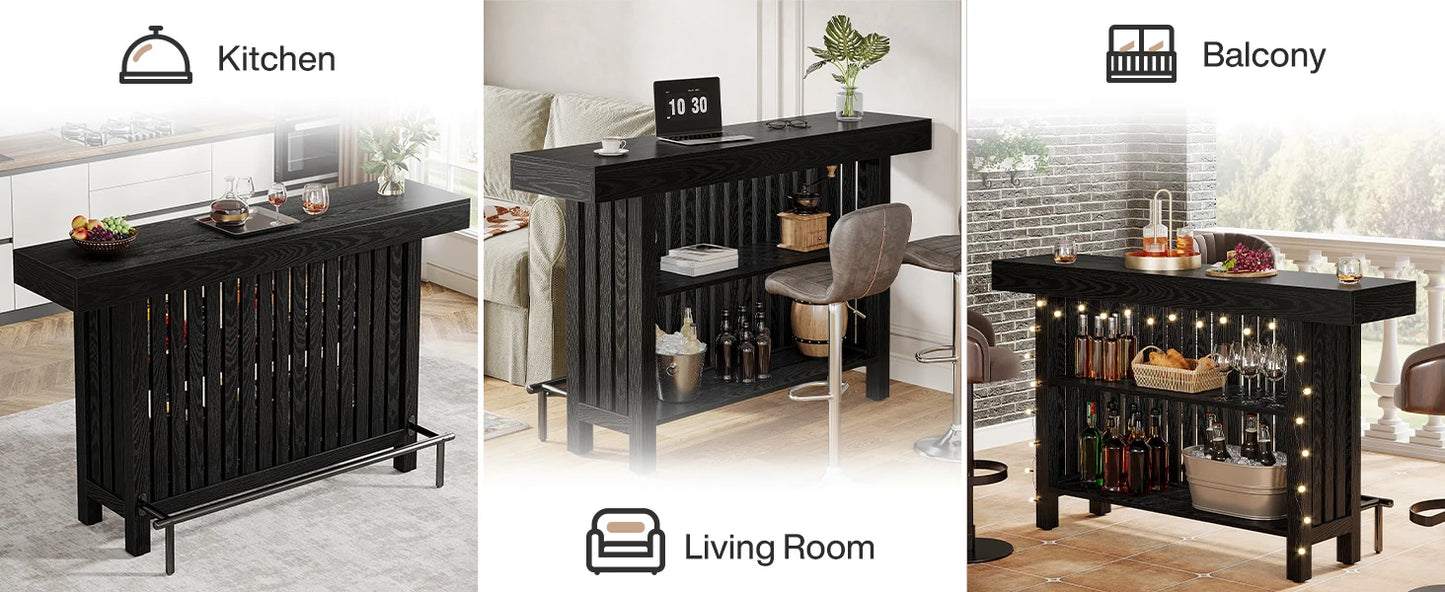 Ljustra 63 Inch Large Home Bar Unit Modern Coffee Bar Cabinet with Footrest