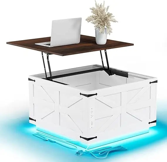 Rustic Farmhouse Coffee Table with Storage Lift Top for Living Room