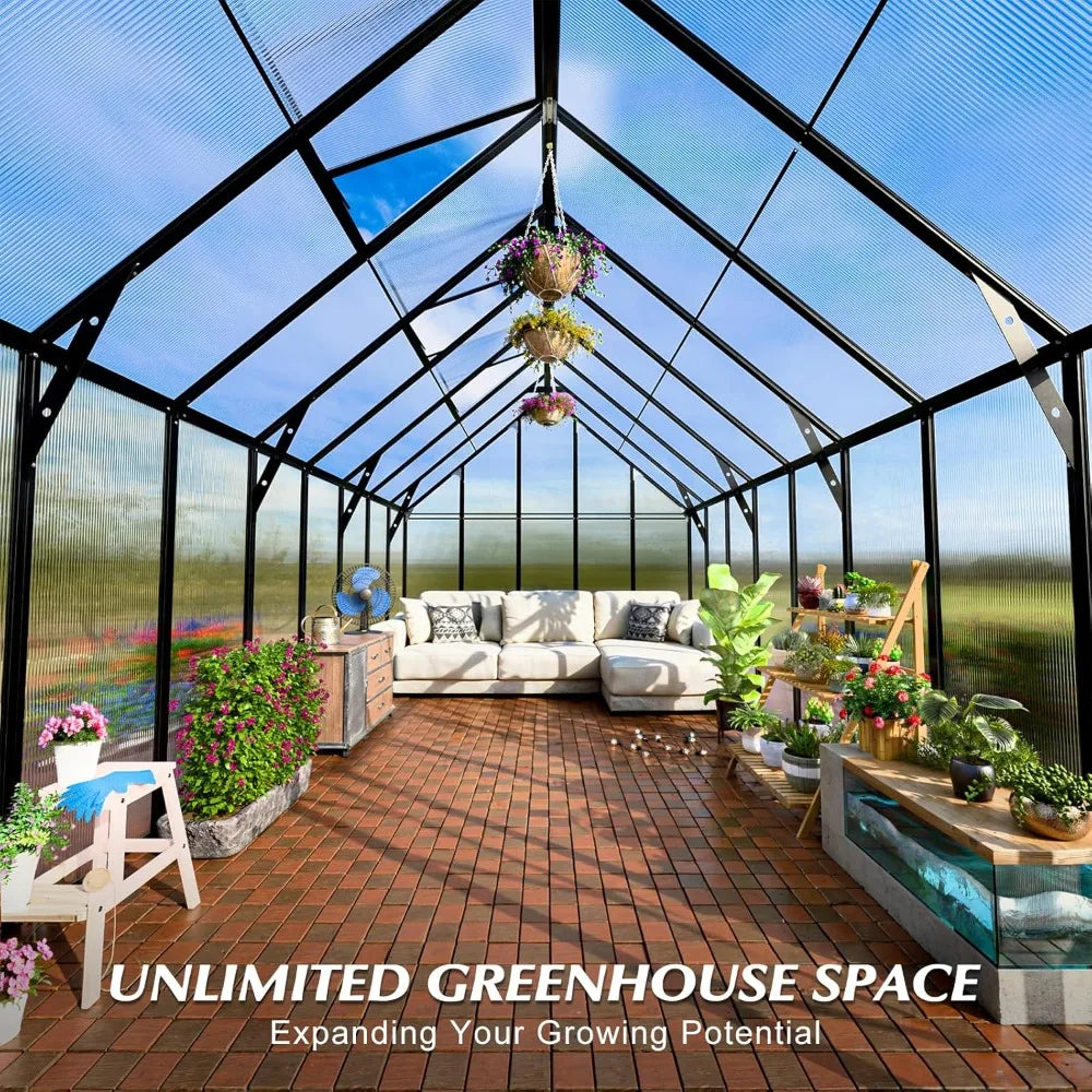 10x10x16 Snap Together Greenhouse Heavy Duty Aluminum Frame Easy Assembly
