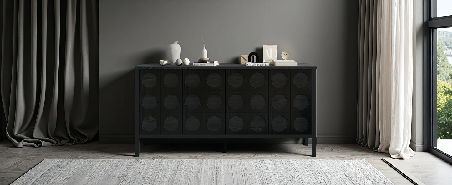 Stylish Wooden Storage Cabinet Sideboard with Geometric Circle Design