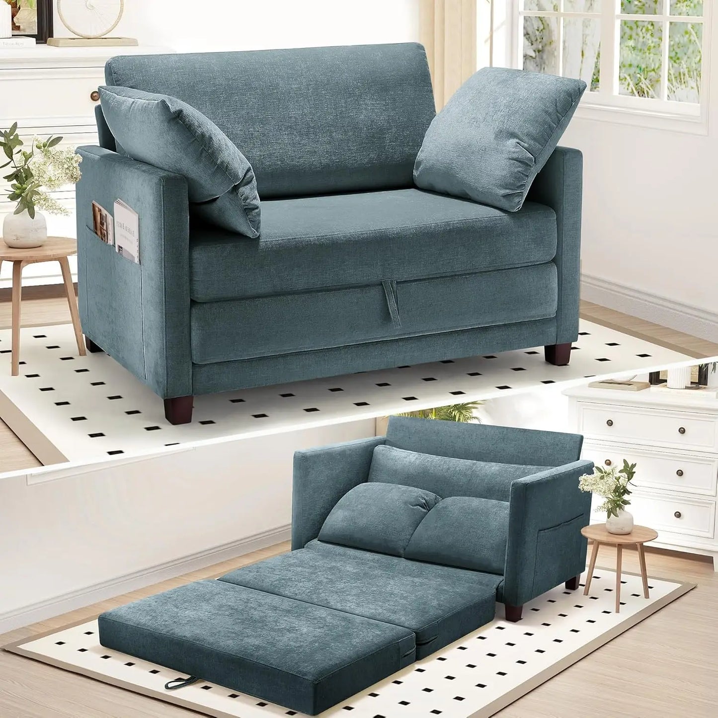 51 Inch Convertible Sofa Bed Folding Loveseat Sleeper for Small Spaces