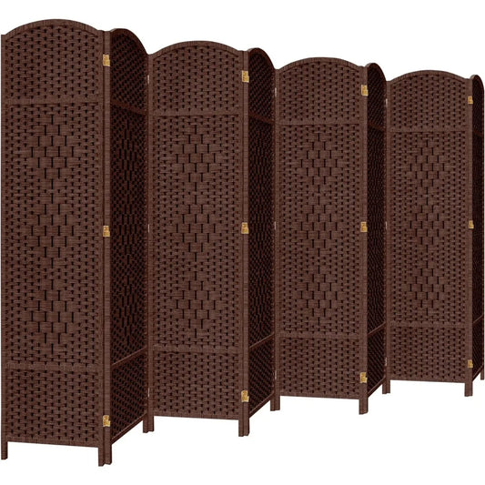 8 Panel Room Divider 6ft Tall Folding Privacy Screen 360° Rotation Wood