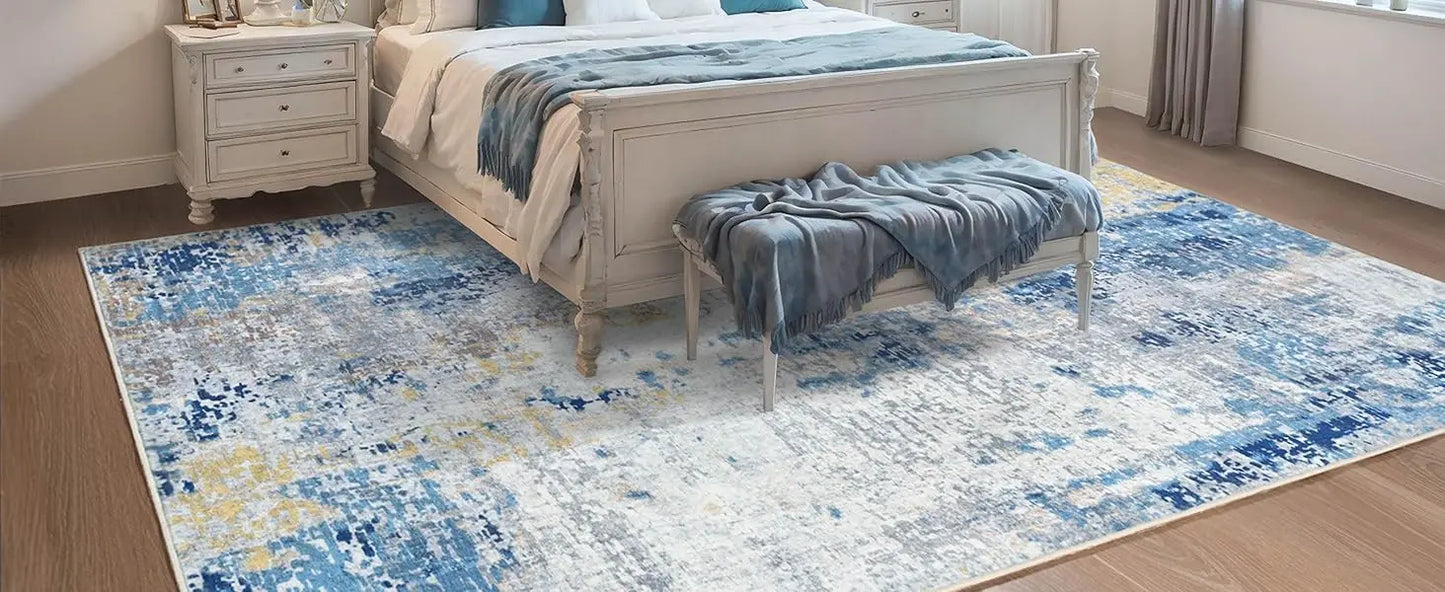 Large Modern Abstract Area Rug Boho Vintage Machine Washable Non Slip