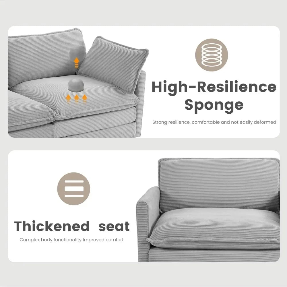 Ljustra Oversized Modular Sectional Sofa with Movable Ottoman 112 Inch