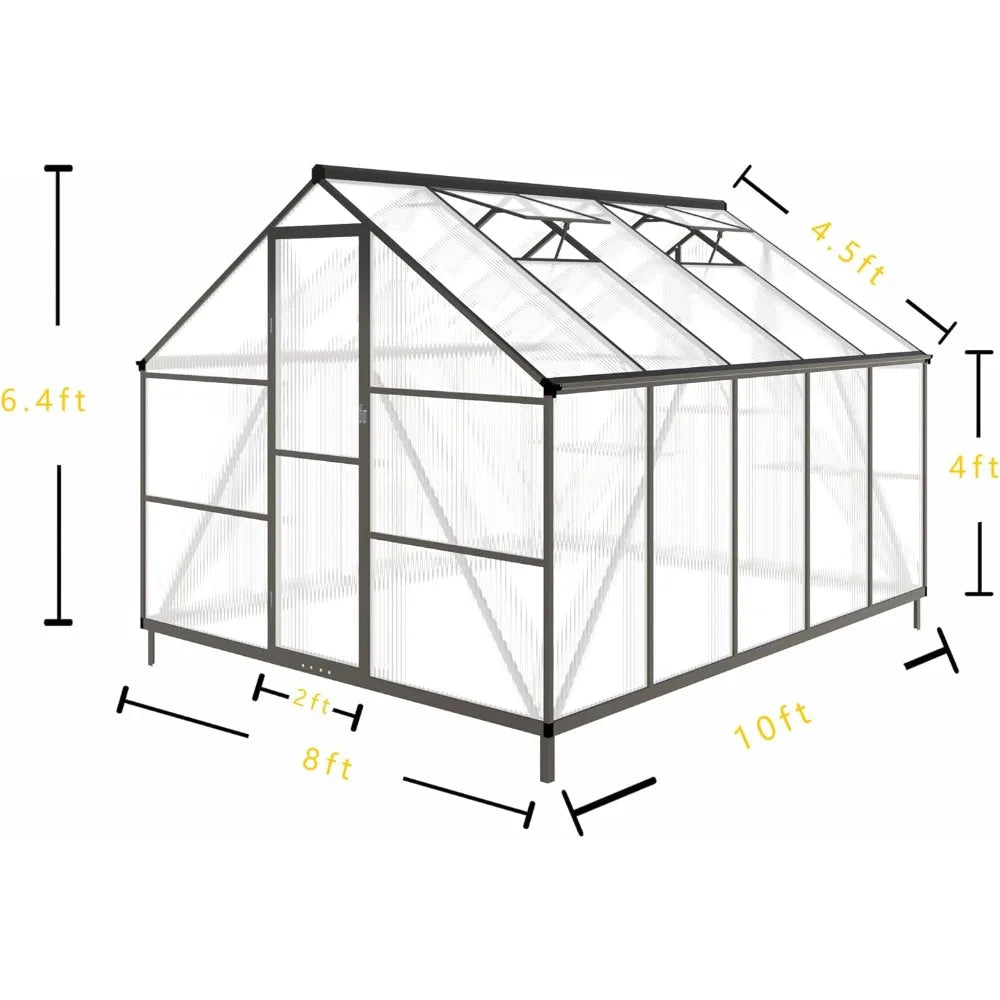 CQZY 8x10 FT Greenhouse Outdoor Sturdy Weather-Resistant Garden Space